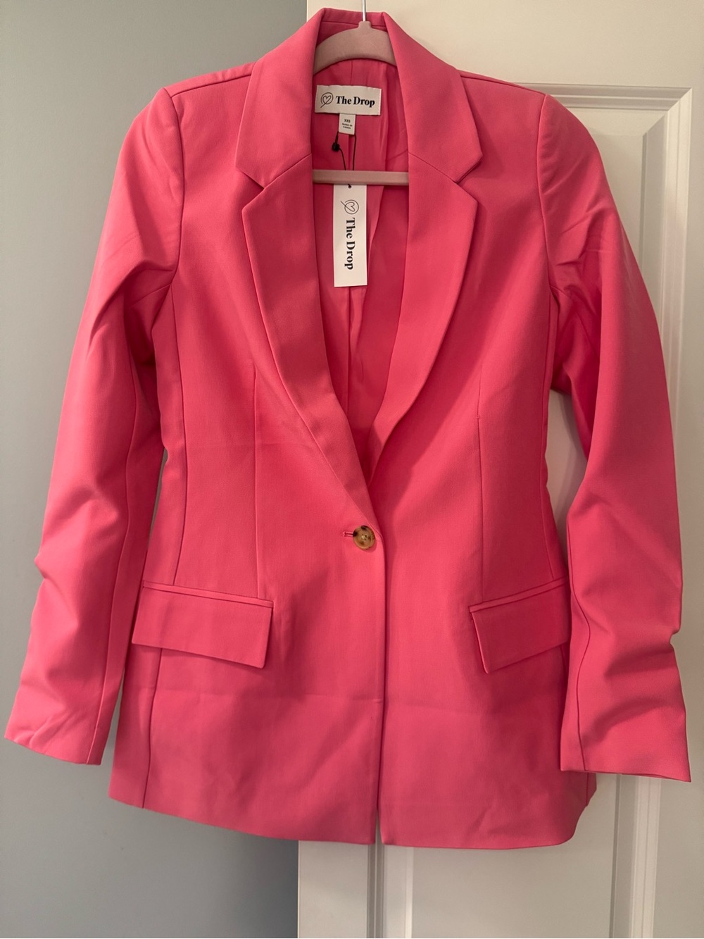 The Drop Blake Women's Rose Pink Single-Button Long Blazer Jacket size XXS - Picture 5 of 8